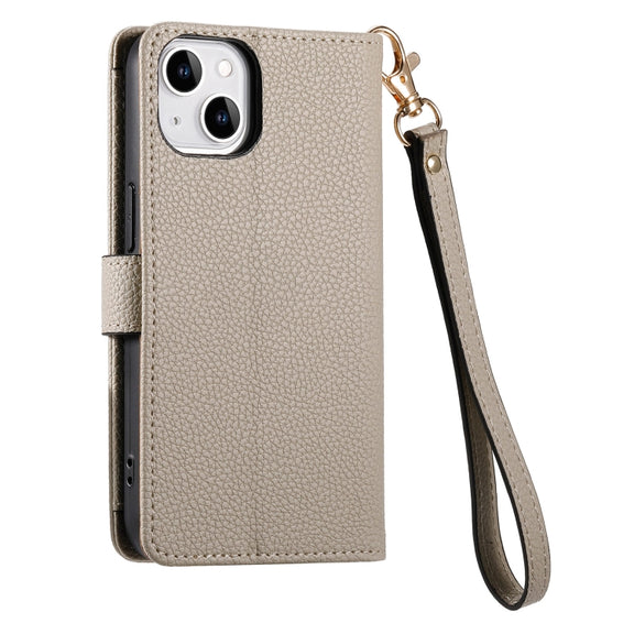 For iPhone 12 mini Love Zipper Lanyard Leather Phone Case(Gray)