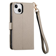 For iPhone 12 / 12 Pro Love Zipper Lanyard Leather Phone Case(Gray)