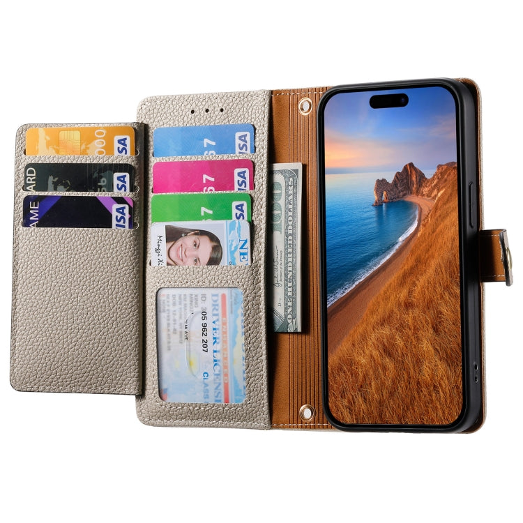 For iPhone 12 / 12 Pro Love Zipper Lanyard Leather Phone Case(Gray)
