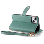For iPhone 11 Pro Max Love Zipper Lanyard Leather Phone Case(Green)