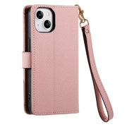 For iPhone 6 / 6s Love Zipper Lanyard Leather Phone Case(Pink)