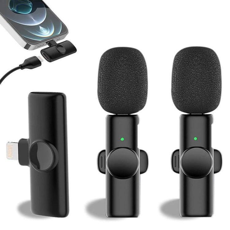 Bluetooth  Mini Microphone Wireless Lavalier Noise Reduction Microphone for iPhone / iPad, with 8 Pin Receiver & Dual Microphones