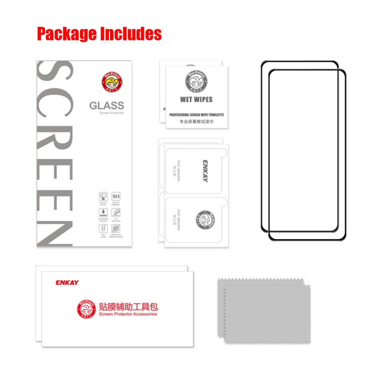 2pcs For Google Pixel 7A ENKAY Full Glue High Aluminum-silicon Tempered Glass  Film