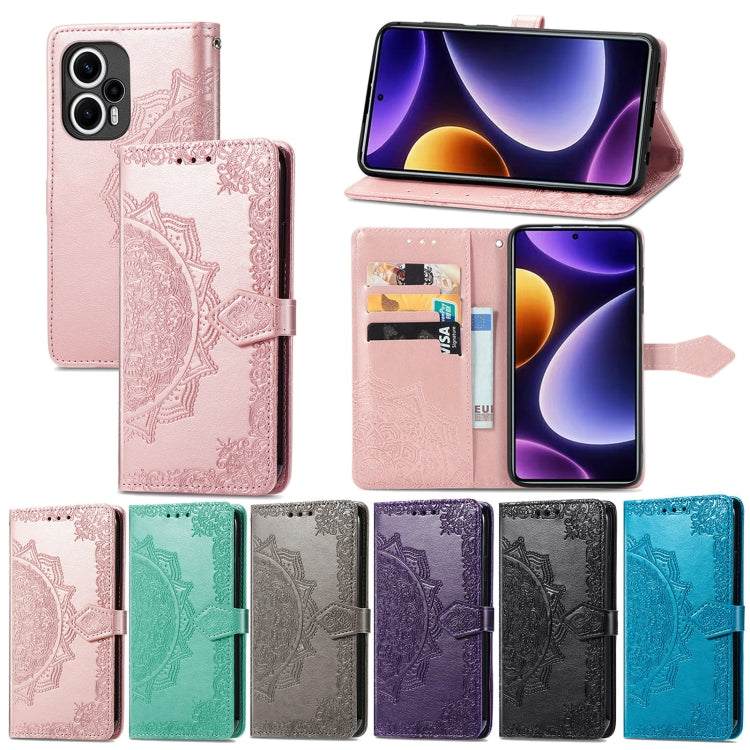 For Xiaomi Poco F5 Mandala Flower Embossed Leather Phone Case(Purple)