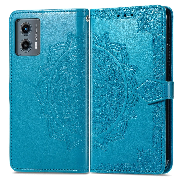 For Motorola Moto G 5G 2023 Mandala Flower Embossed Leather Phone Case(Blue)