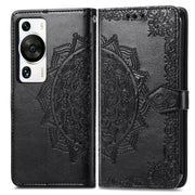For Huawei P60 Pro Mandala Flower Embossed Leather Phone Case(Black)