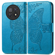 For Huawei Enjoy 60X Butterfly Love Flower Embossed Leather Phone Case(Blue)