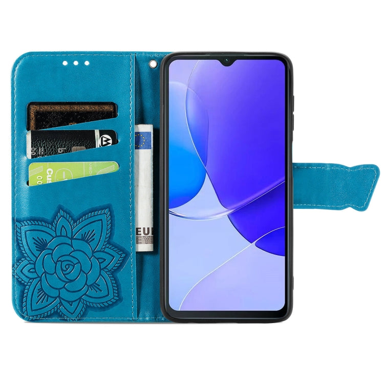 For Huawei Enjoy 60X Butterfly Love Flower Embossed Leather Phone Case(Blue)