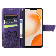 For Huawei Nova Y91 Butterfly Love Flower Embossed Leather Phone Case(Dark Purple)