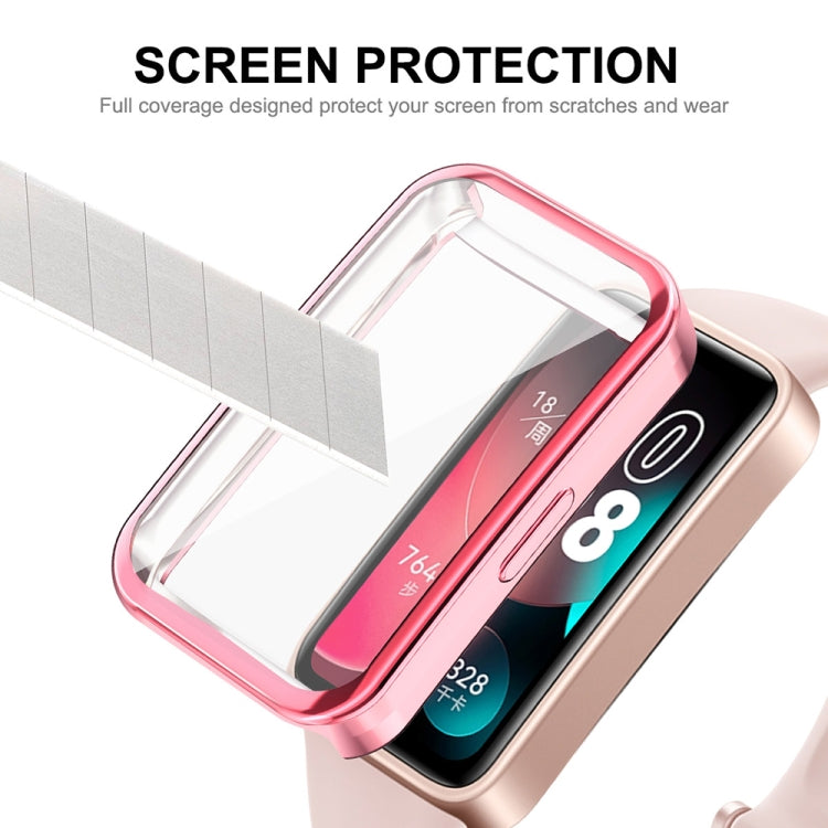 For Huawei Band 10 / 9 / 8 ENKAY Hat-Prince Full Coverage Electroplated Soft TPU Case with Screen Protection(Pink)