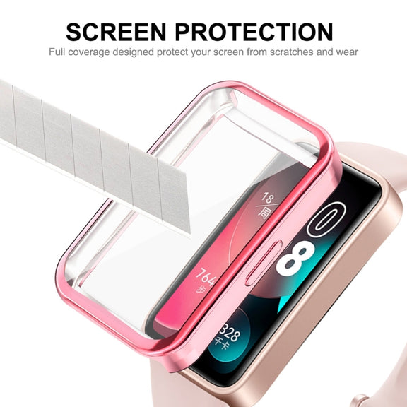 For Huawei Band 10 / 9 / 8 ENKAY Hat-Prince Full Coverage Electroplated Soft TPU Case with Screen Protection(Pink)
