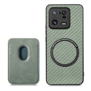 For Xiaomi 13 Pro Carbon Fiber Leather Card Magnetic Phone Case(Green)