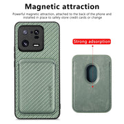 For Xiaomi 13 Pro Carbon Fiber Leather Card Magnetic Phone Case(Green)