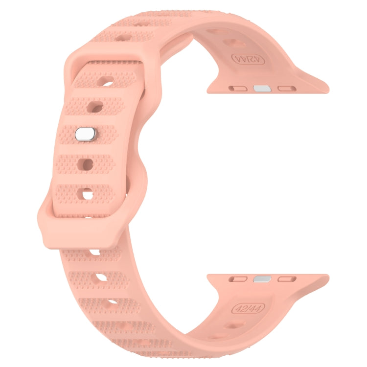 For Apple Watch 8 45mm Reverse Buckle Dot Texture Silicone Watch Band(Pink)