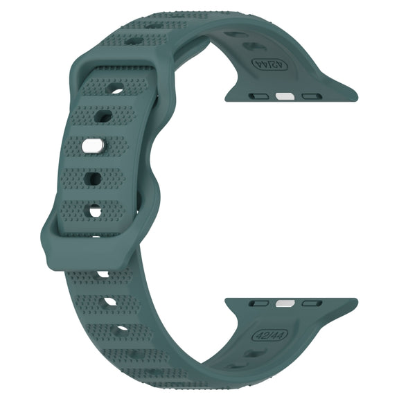 For Apple Watch 8 45mm Reverse Buckle Dot Texture Silicone Watch Band(Olive Green)