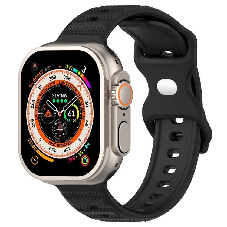 For Apple Watch 8 45mm Reverse Buckle Dot Texture Silicone Watch Band(Black)