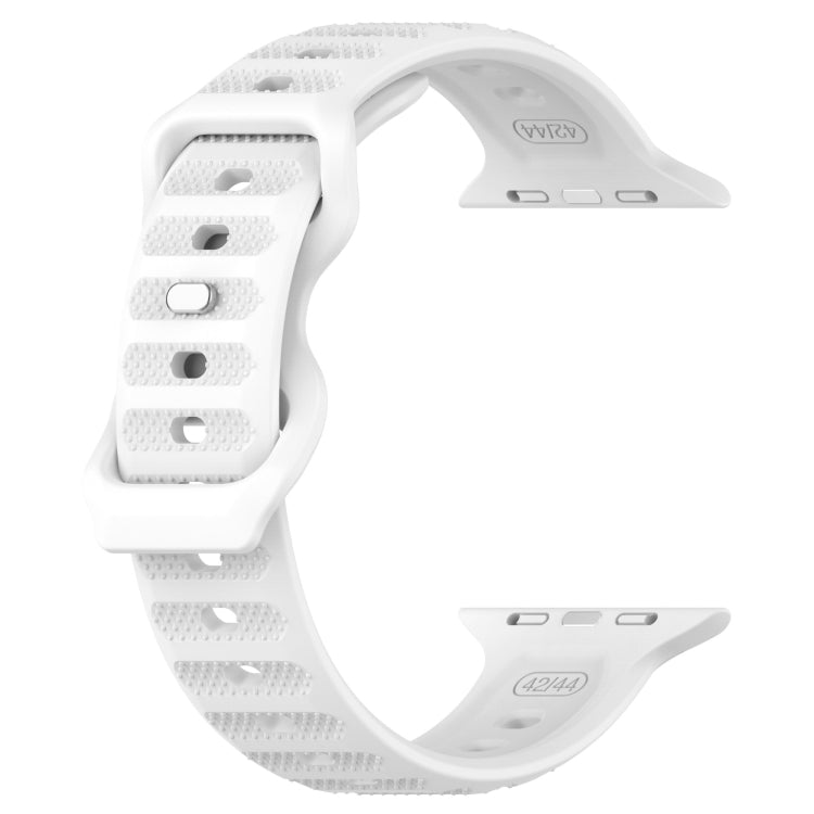 For Apple Watch 7 45mm Reverse Buckle Dot Texture Silicone Watch Band(White)