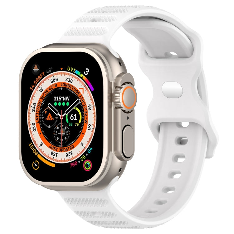 For Apple Watch 5 44mm Reverse Buckle Dot Texture Silicone Watch Band(White)