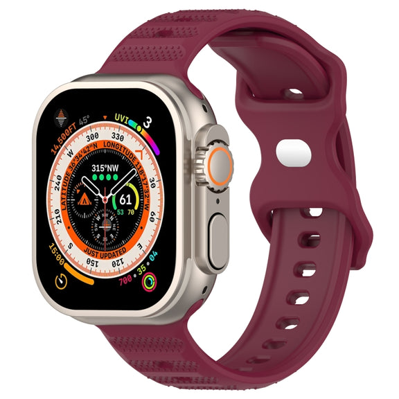 For Apple Watch 5 40mm Reverse Buckle Dot Texture Silicone Watch Band(Wine Red)