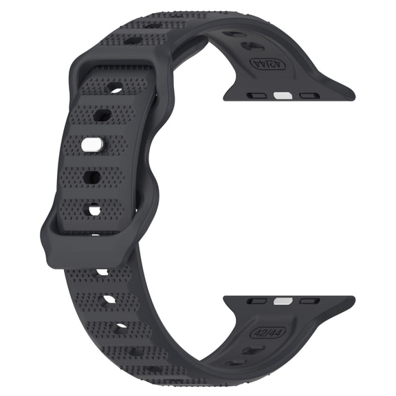 For Apple Watch 3 42mm Reverse Buckle Dot Texture Silicone Watch Band(Dark Gray)