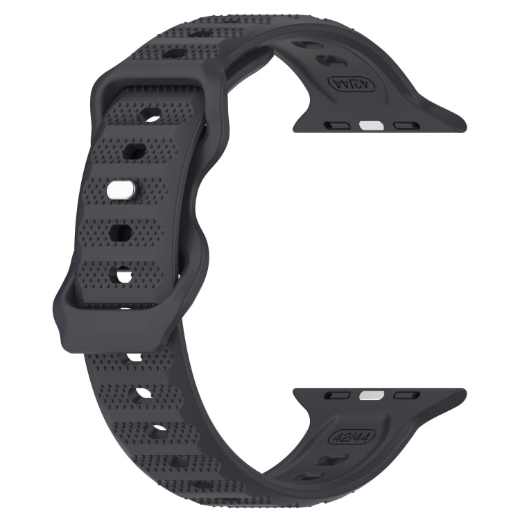 For Apple Watch 42mm Reverse Buckle Dot Texture Silicone Watch Band(Dark Gray)