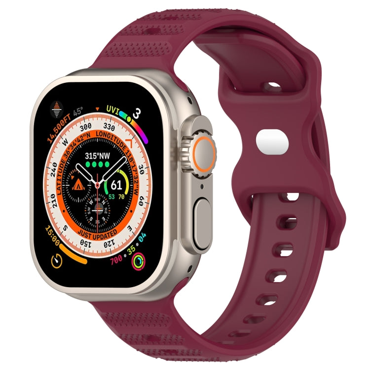 For Apple Watch 38mm Reverse Buckle Dot Texture Silicone Watch Band(Wine Red)