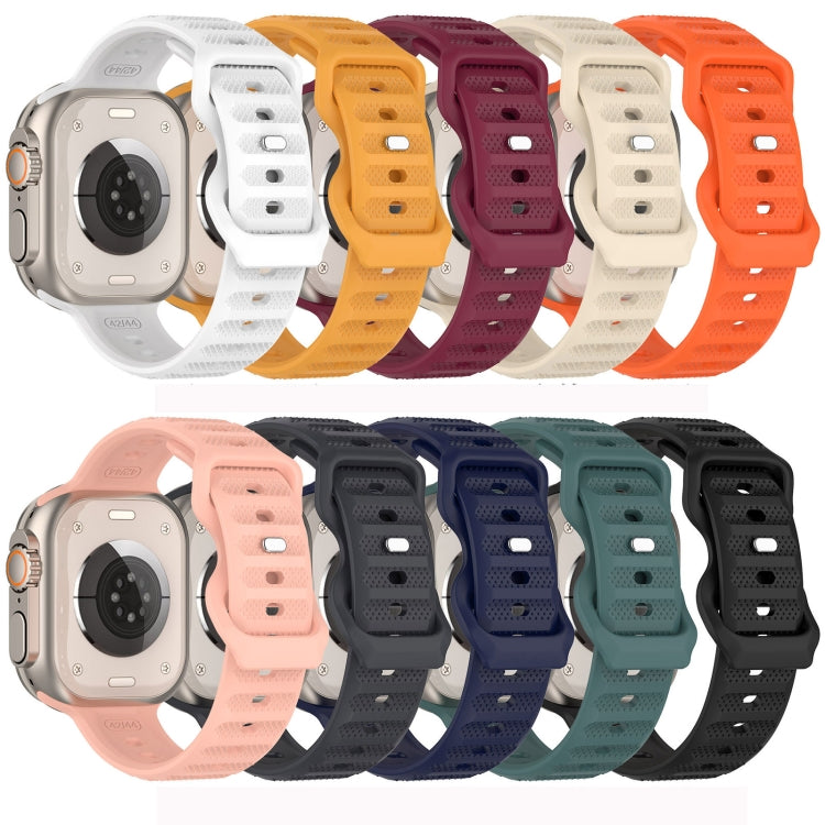 For Apple Watch 4 40mm Reverse Buckle Dot Texture Silicone Watch Band(Midnight Blue)