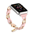 For Apple Watch 42mm Hollow Leather Chain Magnetic Buckle Watch Band(Pink) - Watch Bands by PMC TechLife | Online Shopping South Africa | PMC TechLife