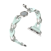 For Apple Watch 42mm Hollow Leather Chain Magnetic Buckle Watch Band(Blue)