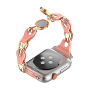 For Apple Watch 42mm Hollow Leather Chain Magnetic Buckle Watch Band(Red)