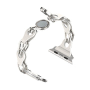 For Apple Watch 38mm Hollow Leather Chain Magnetic Buckle Watch Band(White)