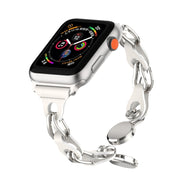 For Apple Watch 38mm Hollow Leather Chain Magnetic Buckle Watch Band(White)