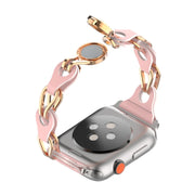 For Apple Watch 38mm Hollow Leather Chain Magnetic Buckle Watch Band(Pink)