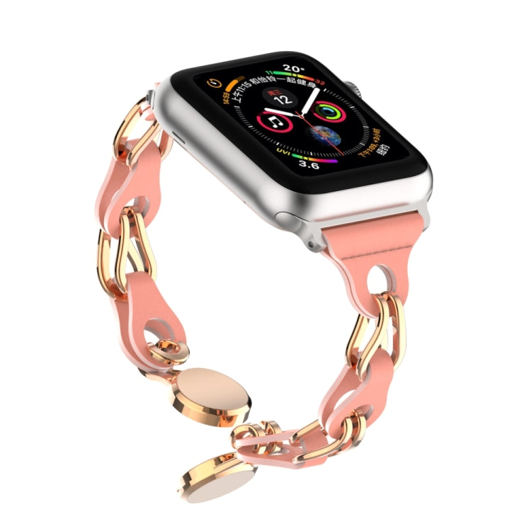 For Apple Watch 38mm Hollow Leather Chain Magnetic Buckle Watch Band(Red)