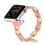 For Apple Watch 2 42mm Hollow Leather Chain Magnetic Buckle Watch Band(Red)