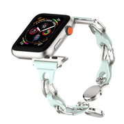 For Apple Watch SE 40mm Hollow Leather Chain Magnetic Buckle Watch Band(Blue)