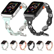 For Apple Watch 5 40mm Hollow Leather Chain Magnetic Buckle Watch Band(White)