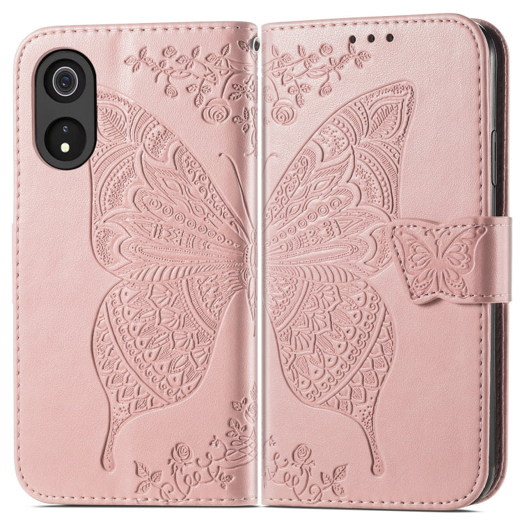 For Cubot P60 Butterfly Love Flower Embossed Leather Phone Case(Rose Gold)