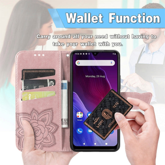 For Cubot P60 Butterfly Love Flower Embossed Leather Phone Case(Rose Gold)