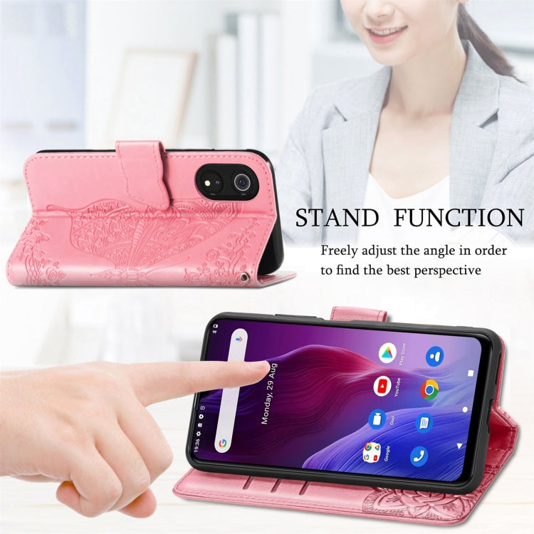 For Cubot P60 Butterfly Love Flower Embossed Leather Phone Case(Rose Gold)