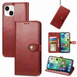 For iPhone 15 Plus Retro Solid Color Buckle Leather Phone Case(Red) - free shipping - PMC TechLife - Order now!