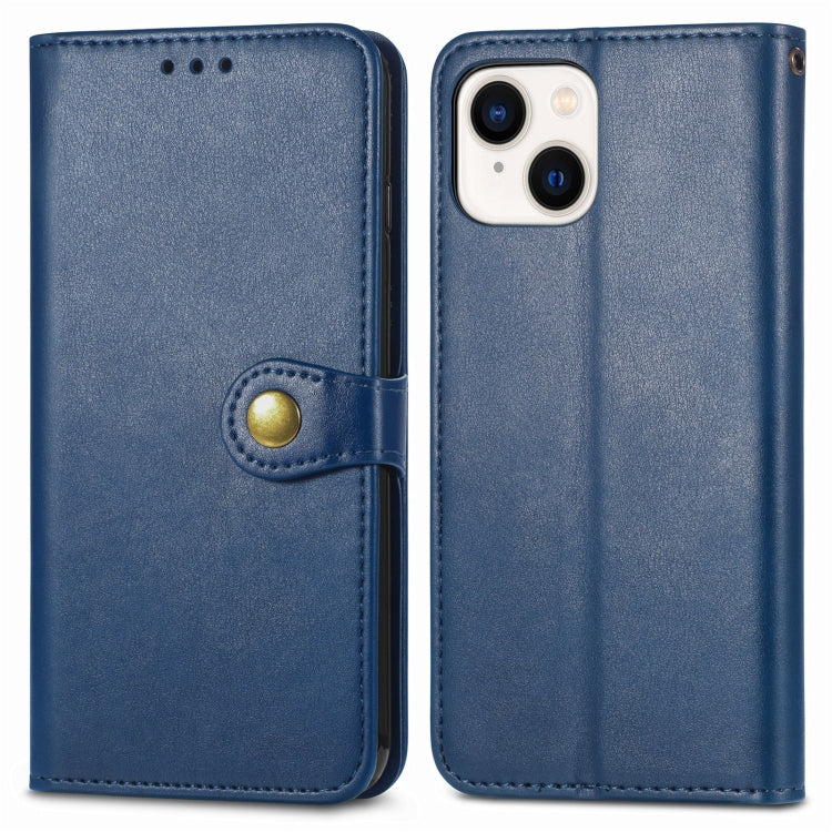 For  iPhone 15 Pro Retro Solid Color Buckle Leather Phone Case(Blue)