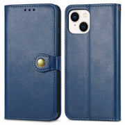For  iPhone 15 Pro Retro Solid Color Buckle Leather Phone Case(Blue)