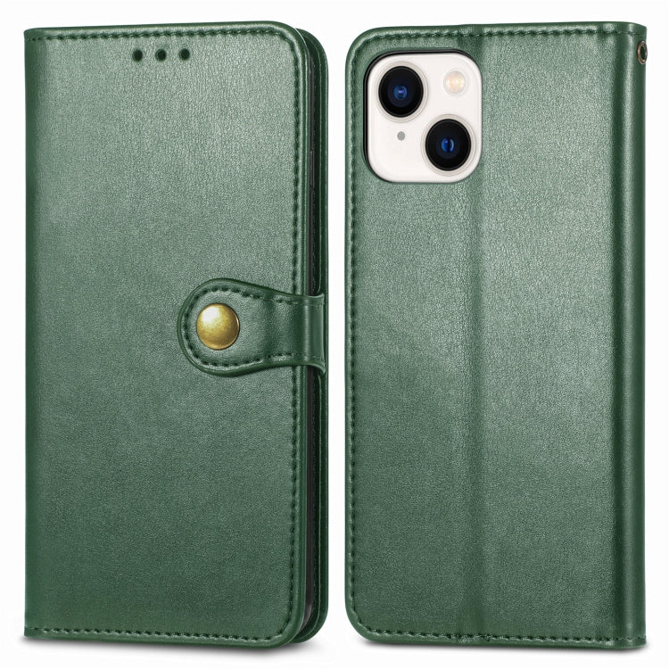 For  iPhone 15 Pro Max Retro Solid Color Buckle Leather Phone Case(Green)