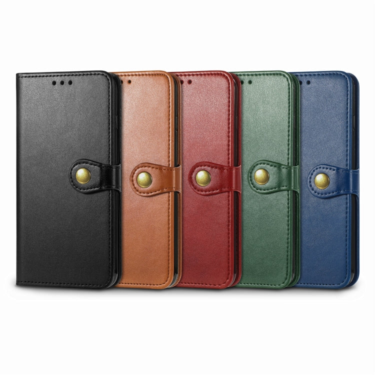 For iPhone 15 Plus Retro Solid Color Buckle Leather Phone Case(Red)
