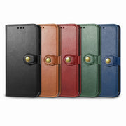 For iPhone 15 Plus Retro Solid Color Buckle Leather Phone Case(Red)