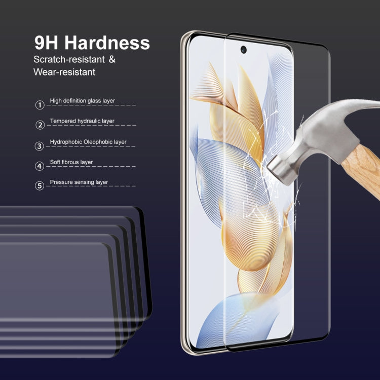 For Honor 90 5pcs ENKAY Hat-Prince Hot Bending Full Coverage Side Glue Tempered Glass Film