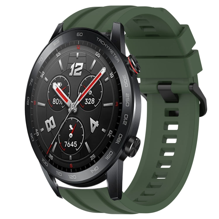 For Huawei Watch GT3 Pro 46mm Long & Short Sports Solid Color Silicone Watch Band Set(Dark Green)