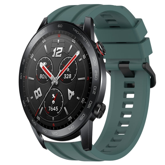 For Huawei Watch GT3 Pro 46mm Long & Short Sports Solid Color Silicone Watch Band Set(Olive Green)