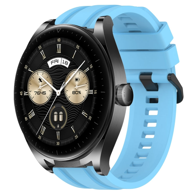 For Huawei Watch GT3  46mm Long & Short Sports Solid Color Silicone Watch Band Set(Sky Blue)